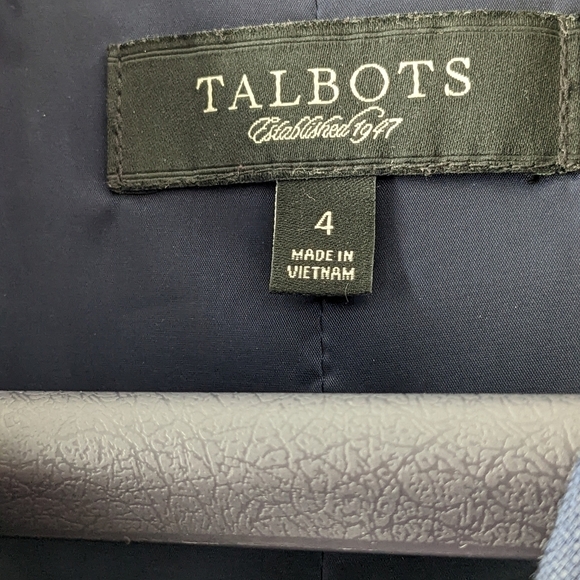 Talbots Cropped Navy cotton/linen blend jacket, size 4 GUC - Picture 4 of 5